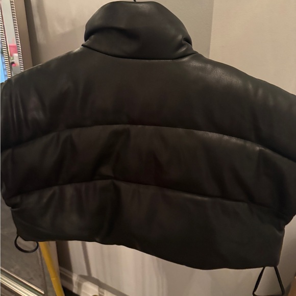 Akira Black Faux Leather Puffer Vest - Picture 2 of 3